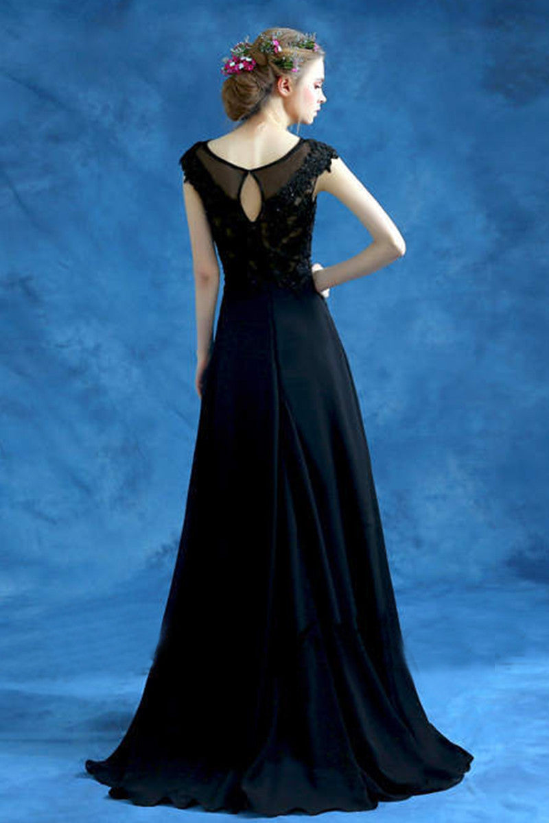 Boat Neck Sequin Lace Illusion Bodice Hollow-Out Back Prom Dress