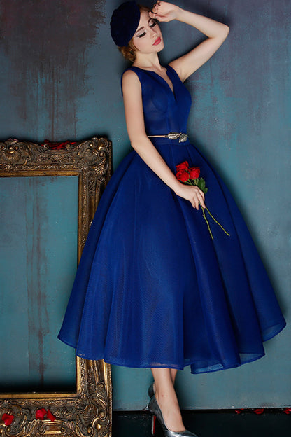 V Neck Sleeveless  Runches Tulle Overlay Dress