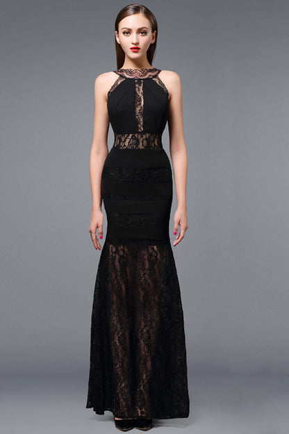 Lace Halter Backless  Full Lace Dress