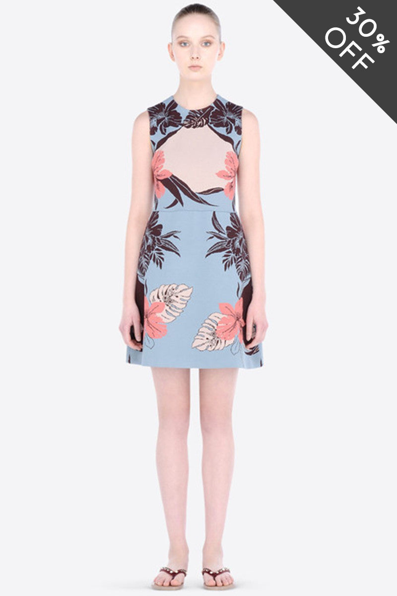 [30% OFF TILL 8 APR] Fasion Floral Printed Slim Sleeve Short Dress