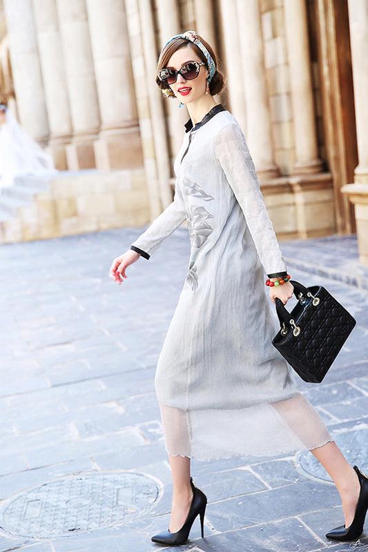 Casual Crepe Long Shift Dress