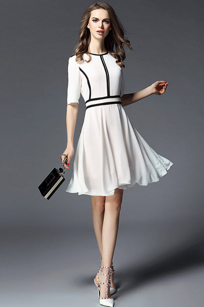 [50% OFF TILL 7 APR] Formal Round Neck Half Sleeve Fitted OL Dress
