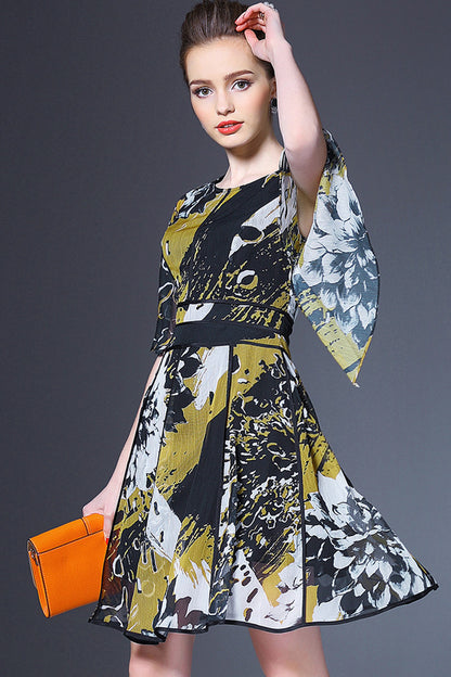 WOMEN'S CASUAL WEAR TO WORK PRINT AND FLORAL SHORT DRESS