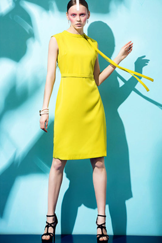 Classical Little Mock Neck With Varabow Pencil Cocktail Dress