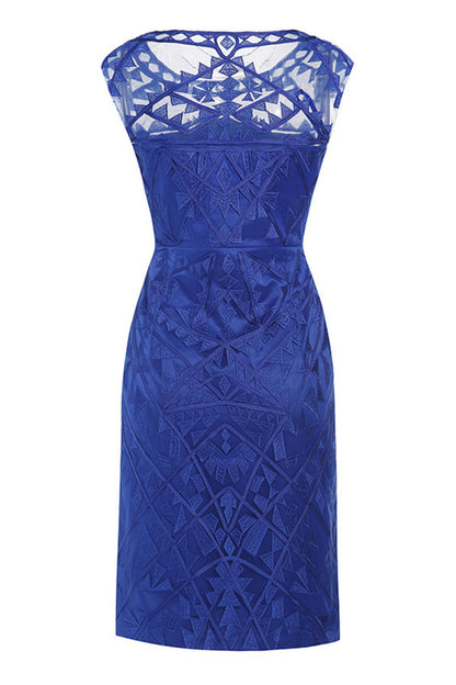 Solid Embroidered Lace With Lining Layer Cocktail Dress