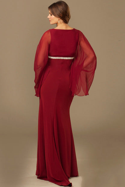 Beaded Sleeve Open And Waist  Batwing Sleeve Party Dress