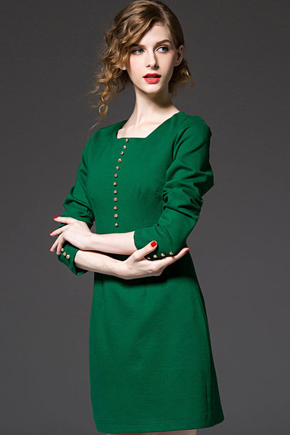 Casual Solid Fit-and-Flared Short Dress