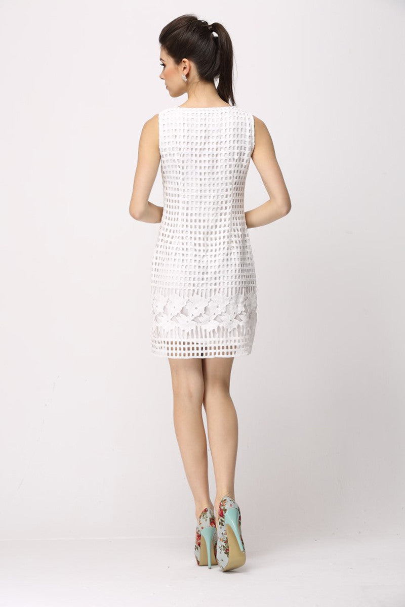 Laser Cutting Sleeveless Cocktail Short Dress