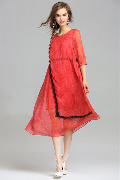 Rural Casual Cotton Short Sleeve Patchwork Dress