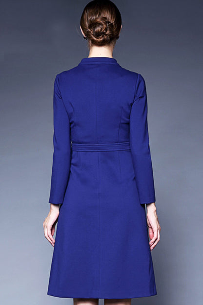 WOMEN'S ROUND NECK 9 SLEEVE WEAR TO WORK FORMAL MIDI DRESS