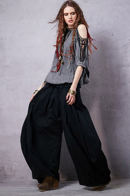 Stand Collar Crohet Open Sleeve Organza Denim Top