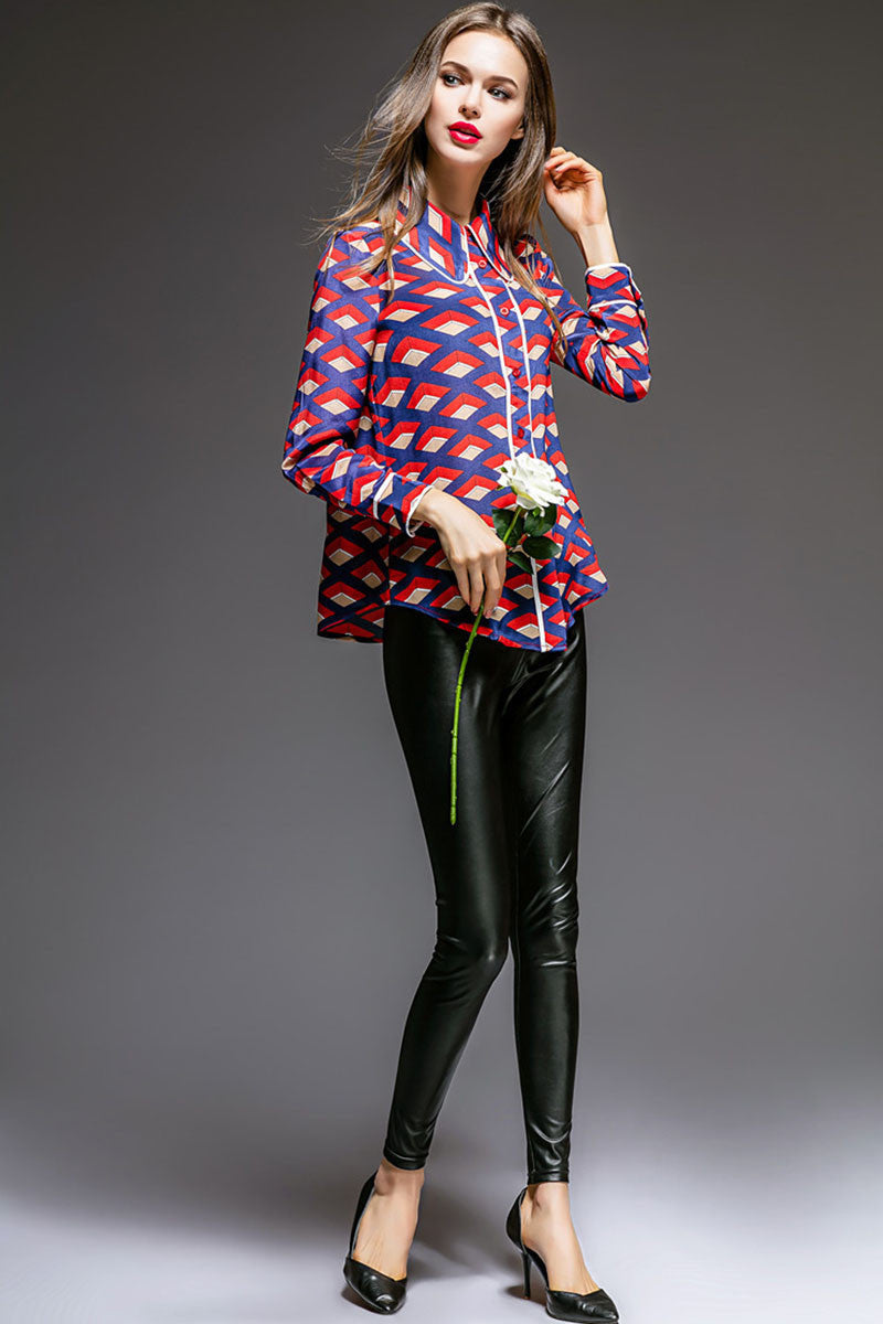 Color Grid Button Down Shirts - NJOYDRESS - 2