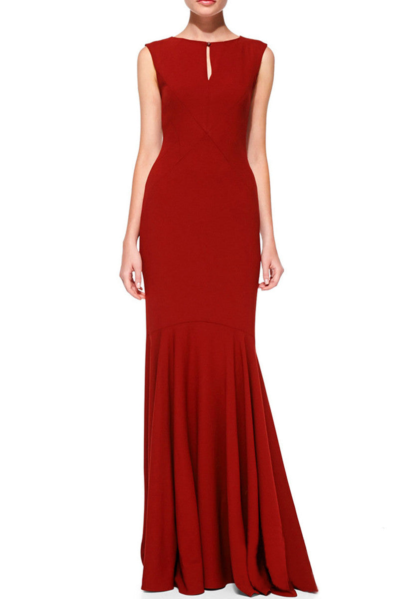 Long Fishtail Varabow Backless Maxi Party Dress
