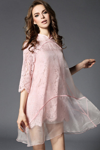 WOMEN'S STAND COLLAR 3/4 SLEEVE ELEGANT WEAR TO WORK LESBIAN DRESS