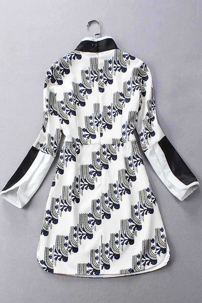 WOMEN'S CASUAL PLAID STAND COLLAR LONG SLEEVE SHORT DRESS