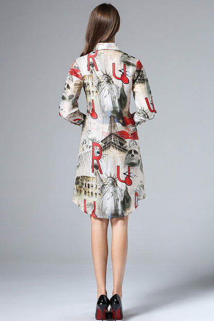 Multi Scenery Printing Long Shirt