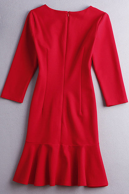 WOMEN'S SLIM 9 SLEEVE BEADED SHORT DRESS