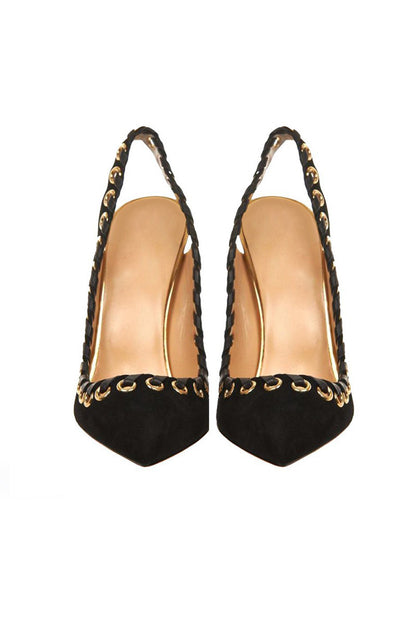 [30% OFF TILL 8 APR] Pointed Toe Slingback High Heels Pumps