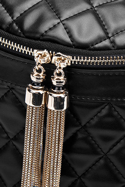 Chain Tassel Quilted Backpack Bucket Bag