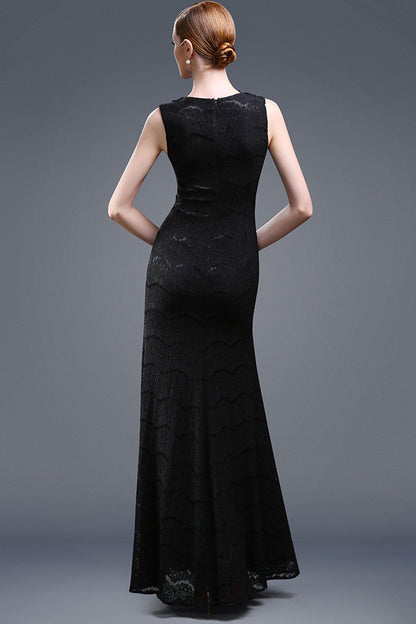 Full BlackDeep V-Neck Fit Top Fishtail Dress