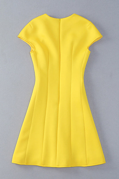 Cap Sleeve Butterflies Embroidery Slim Slant Pocket Dress