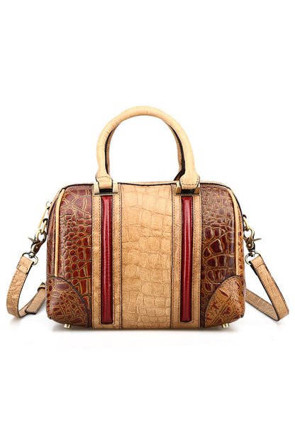 Blocked Crocodile Boston Bag