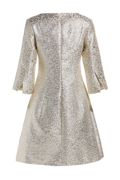 Little V-Neck Gold Thread Metallic Short Dress