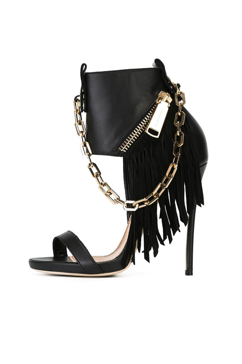 [30% OFF TILL 7 APR] Metal Chain High Heel Caged Shadal Booties