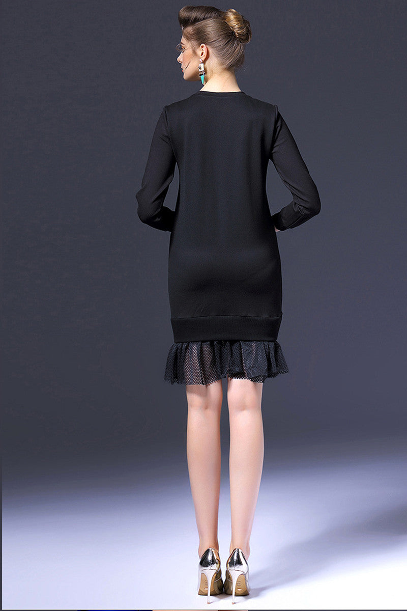 Mesh Decroration Midi Dress - NJOYDRESS - 3