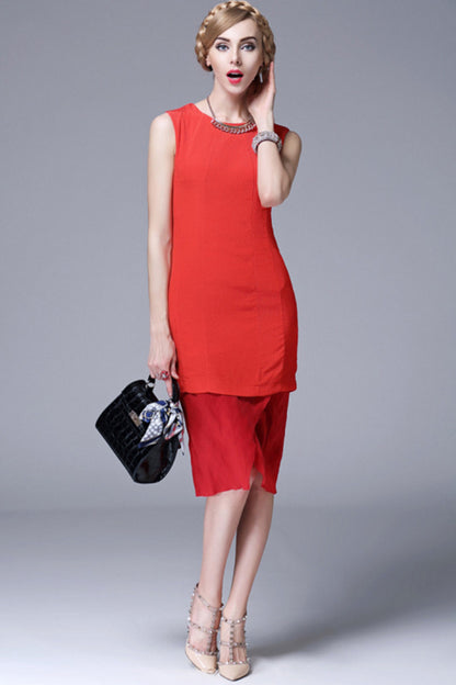 Contast Tiered Bottom Cocktail Midi Dress