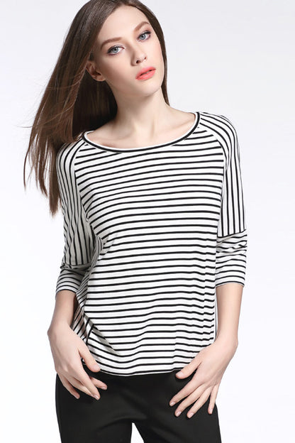 Casual Stripe Fit Basic Top