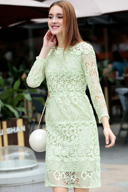 WOMEN'S CASUAL 9 SLEEVE LACE VOCATION PARTY DRESS