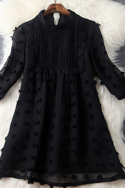 CASUAL LOOSE ROUND NECK HALF SLEEVE CHIFFON SHORT DRESS