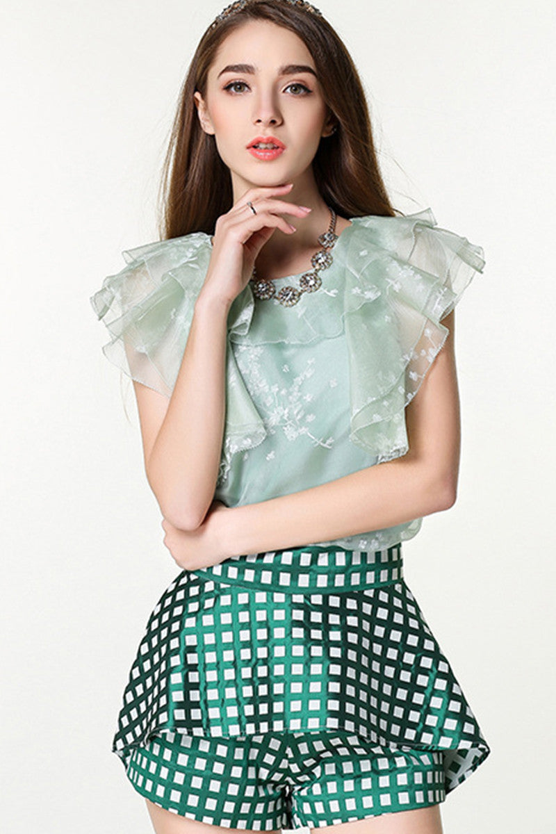 Shivering Sleeveless Layer Printing Loose Blouse