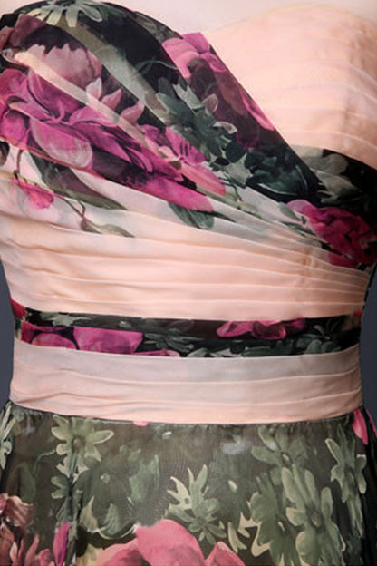 Strapless Sweeatheart  Floral  Chiffon Tulle Overlay Grown