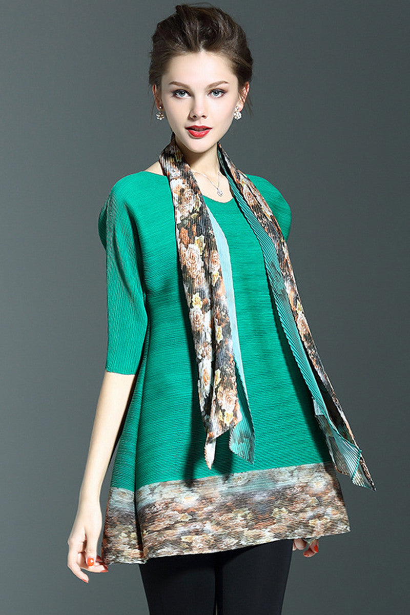 Flared Long Digital Blouse With Scaft