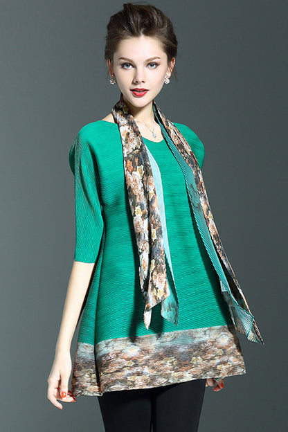 Flared Long Digital Blouse With Scaft