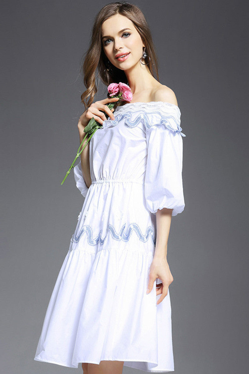 [30% OFF TILL 7 APR] Boat Neck Pure Casual Vacation Dress