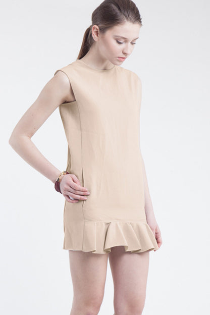 Side Pocket Casual Ruffle Bottom Short Casual Dress