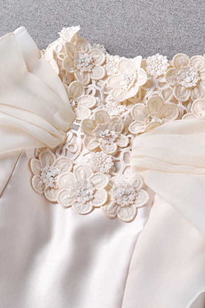 Falbala Trimming Embroidery Cap Sleeve Loose Dress