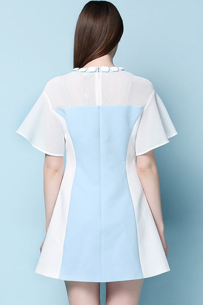 Flared Sleeve Color Block Loose Casual  Dress