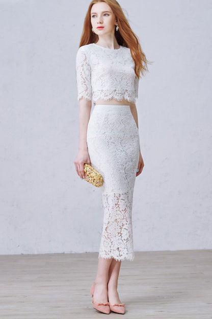 [30% OFF TILL 7 APR] Eyelash Croptap With Pencil Back High Slit Skirt Party Dress