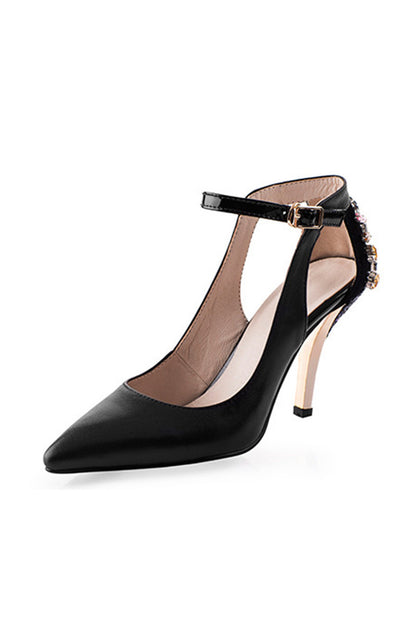 [30% OFF TILL 8 APR] Cut Out Buckled Heels Rhinestone Pumps