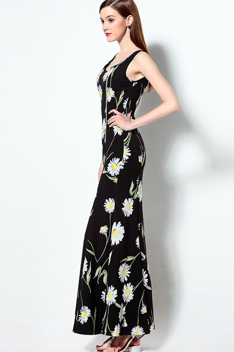 Daisy Floral Little Fishtail Long Vacation Dress