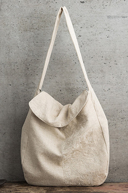 Embroidered Linen Tote Bag