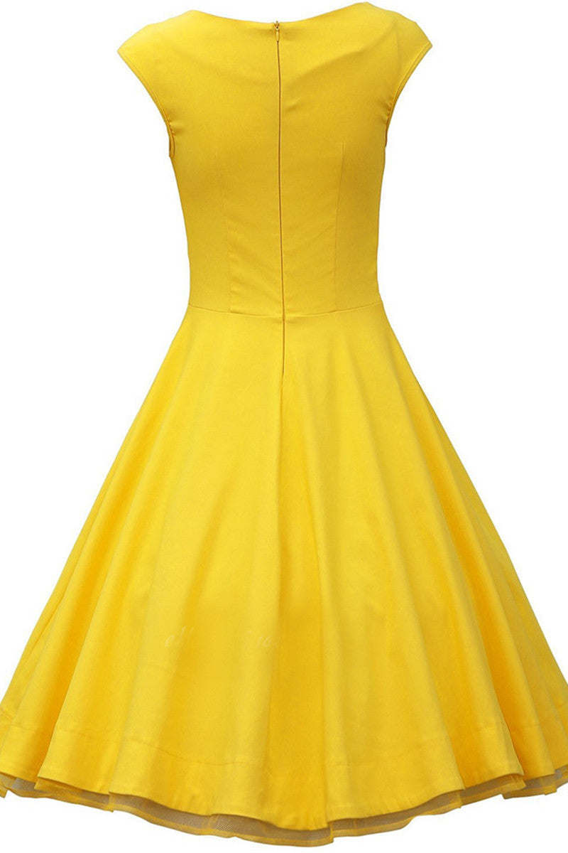 Sweeatheart Cap Sleeve Pleat Flare Dress
