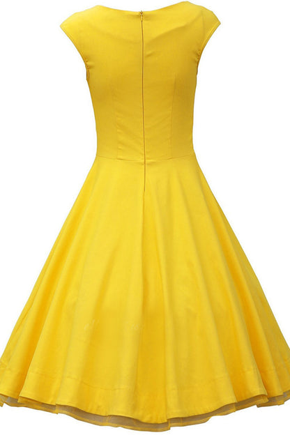 Sweeatheart Cap Sleeve Pleat Flare Dress