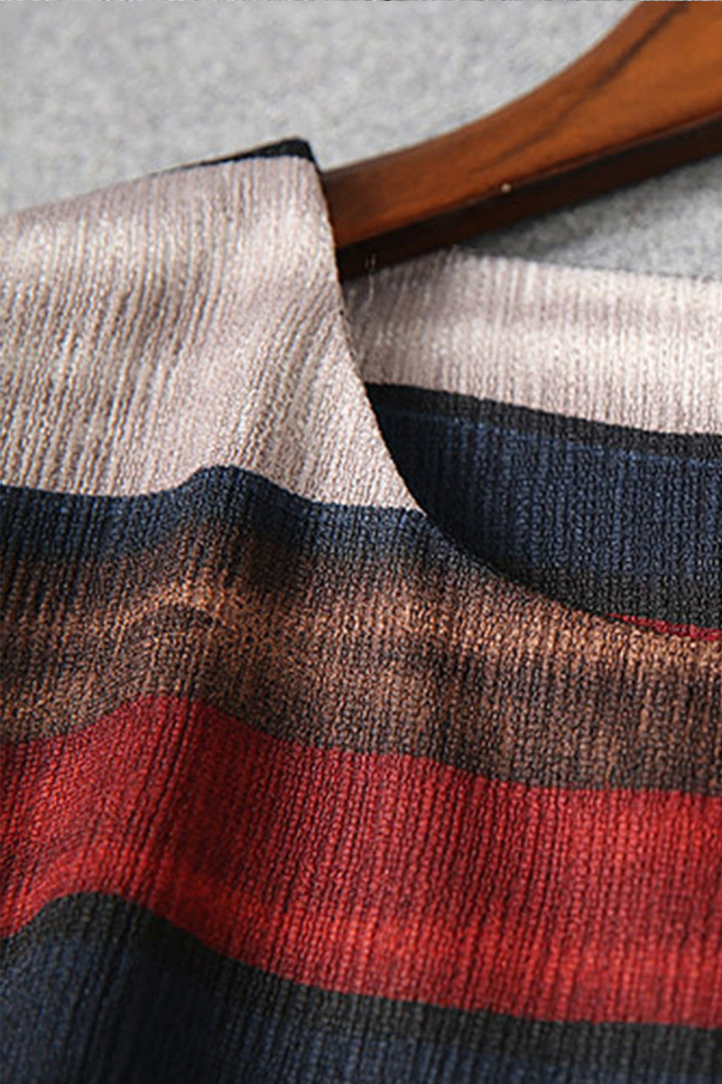Wide Stripe Pattern Dress - NJOYDRESS - 4