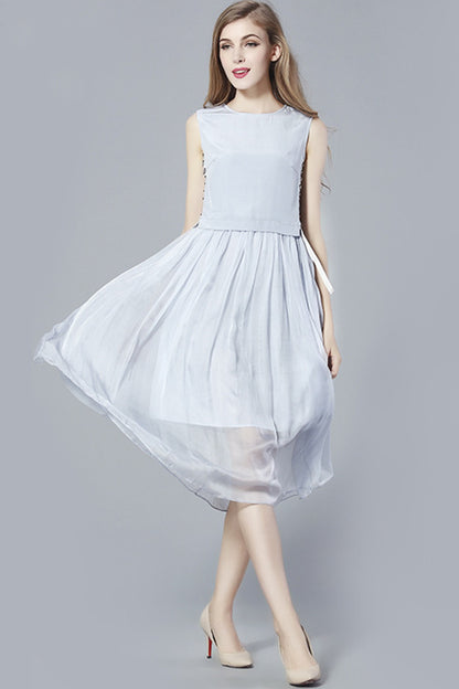 Ribbon With Beaded At Side Causal Dress
