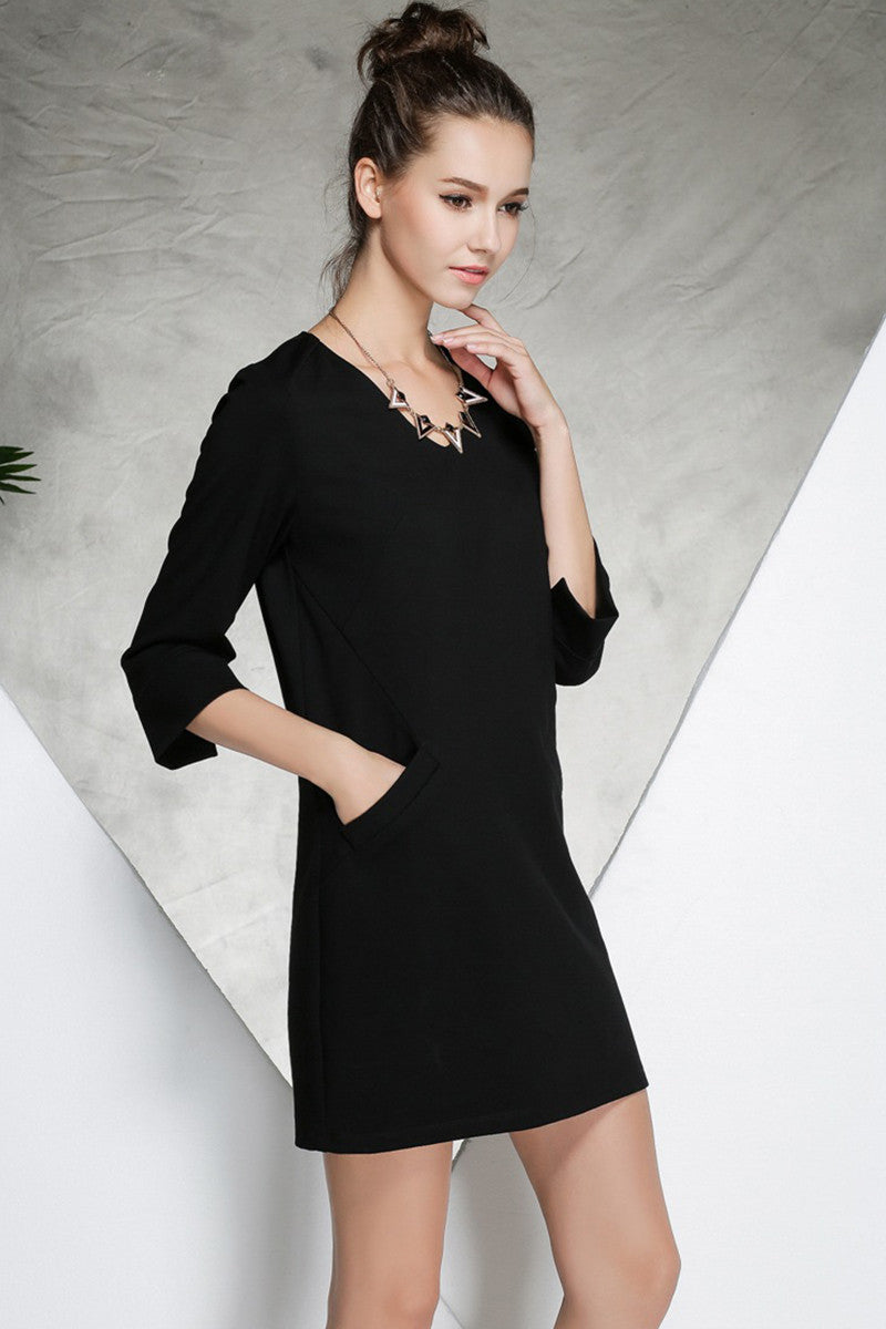 WOMEN'S V NECK ELEGANT HALF SLEEVE CASUAL WEAR TO WORK SHORT DRESS